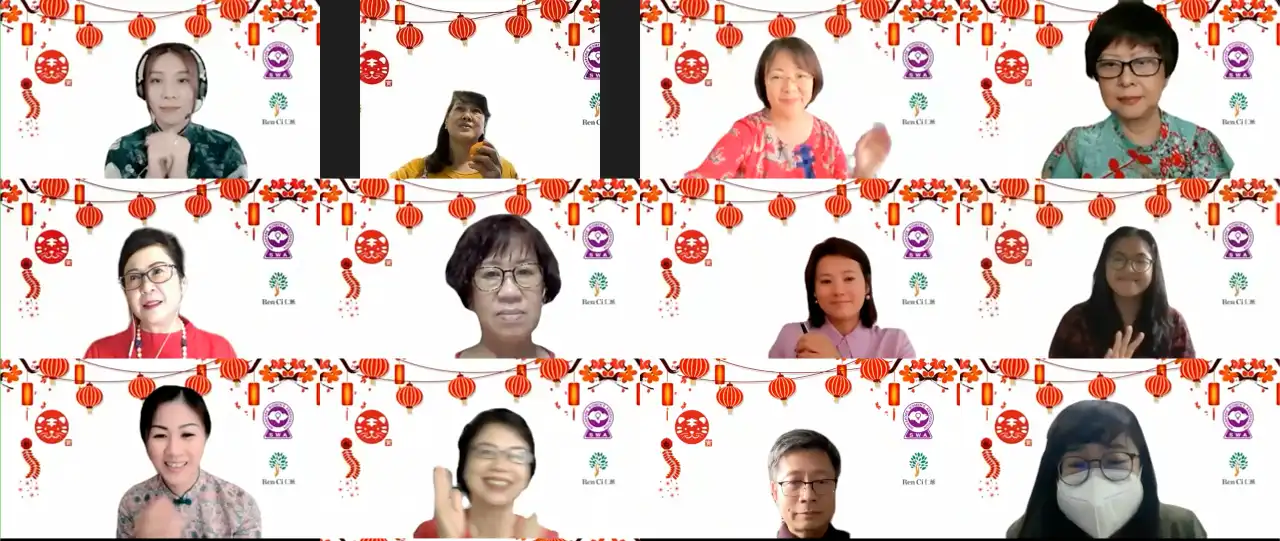 SWA volunteers and Ren Ci Hospital staff preparing for the virtual Lunar New Year celebration