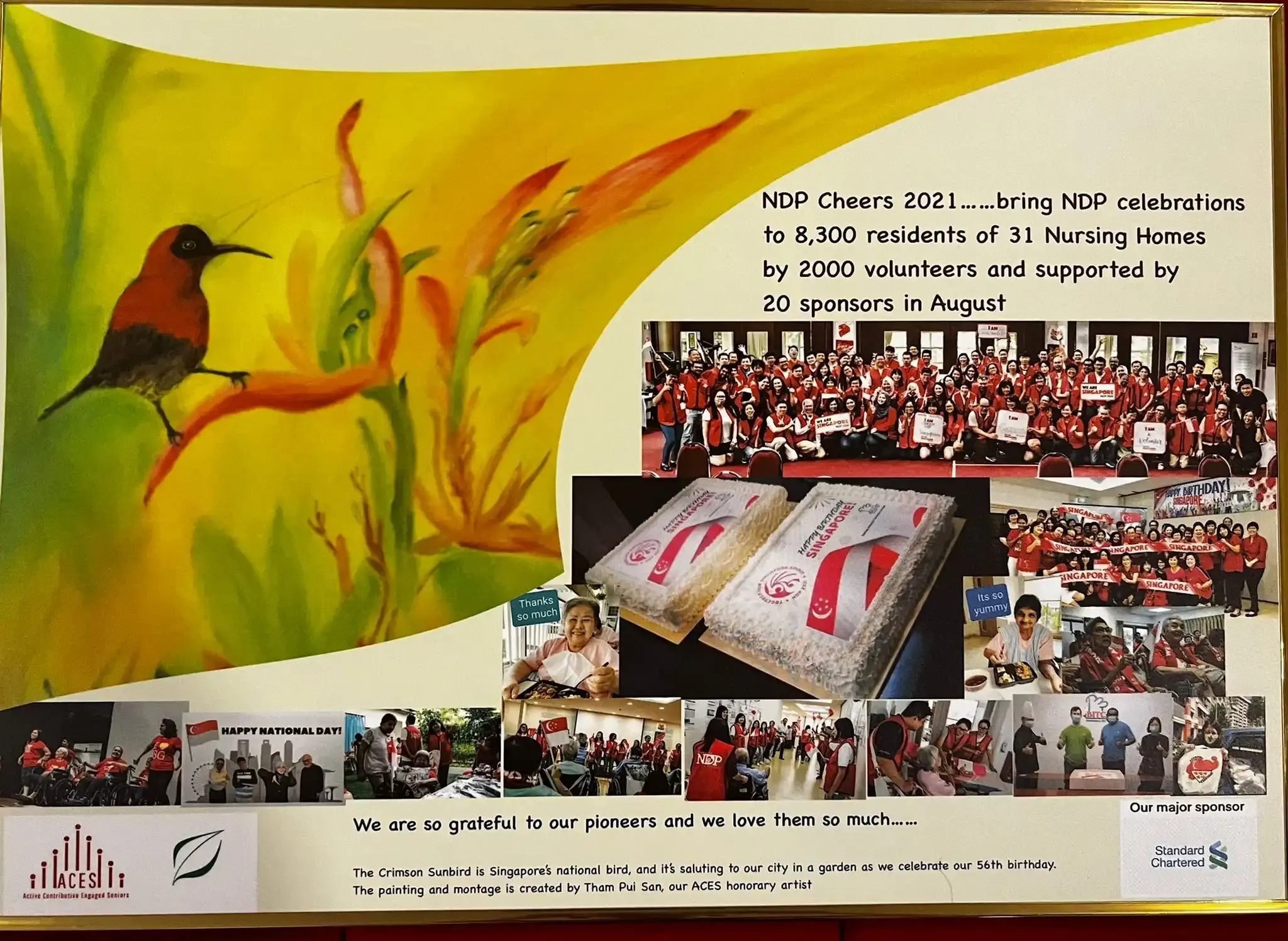 Close-up of the painting presented to SWA in appreciation of NDP Cheers 2021 support