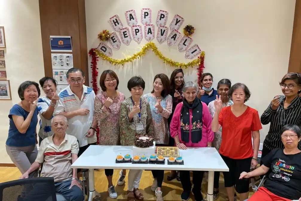 Seniors enjoying a regular Laughter Yoga session at Sree Narayana Mission Care Centre