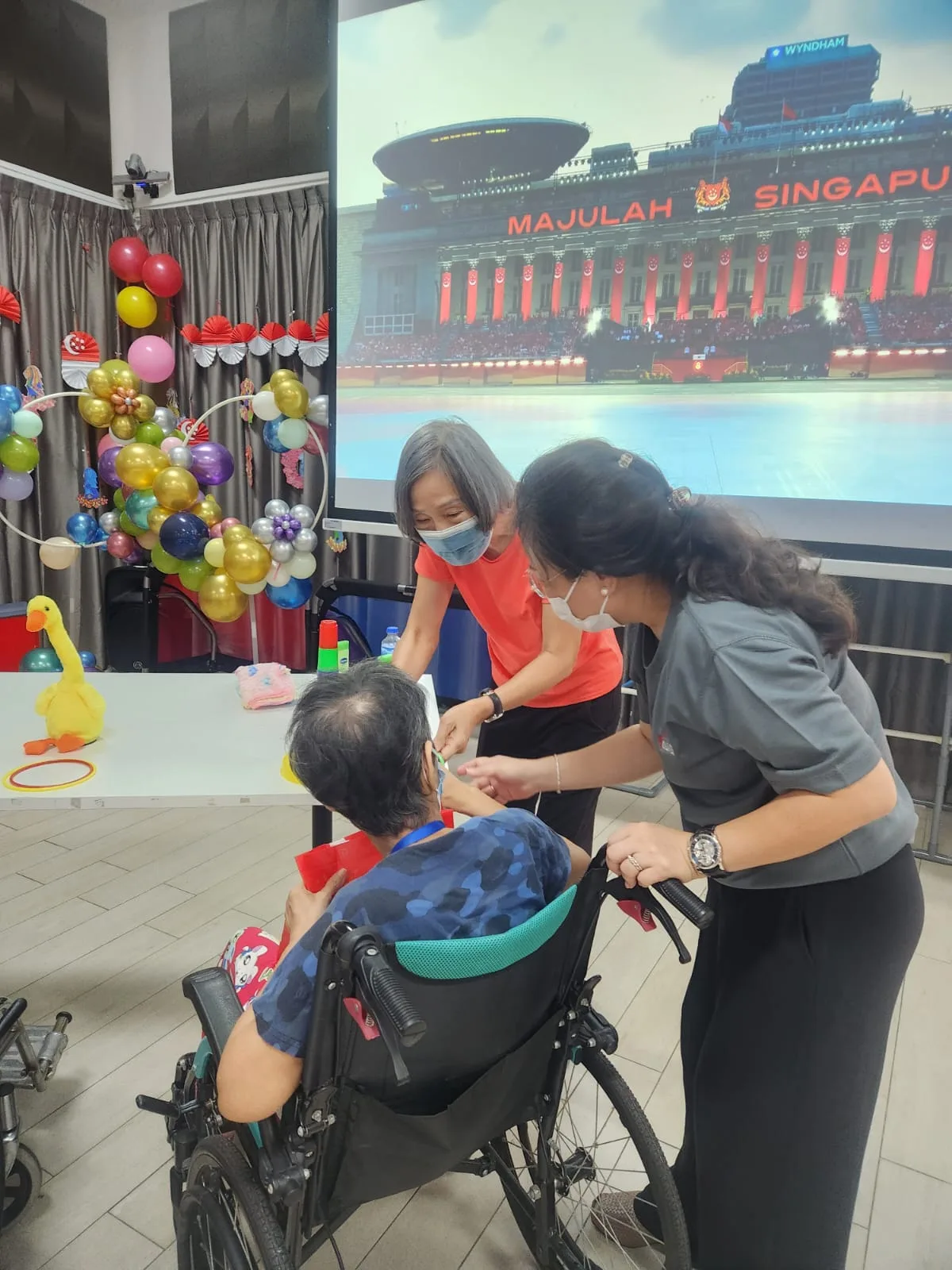 Laughter yoga session creating joy and connection