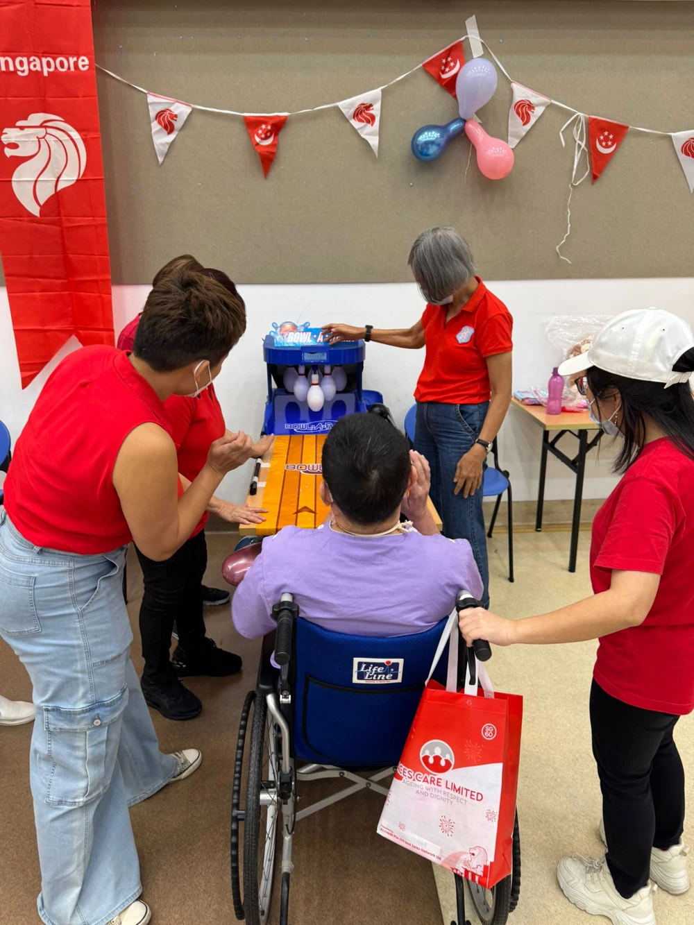 Residents participating in interactive game booths