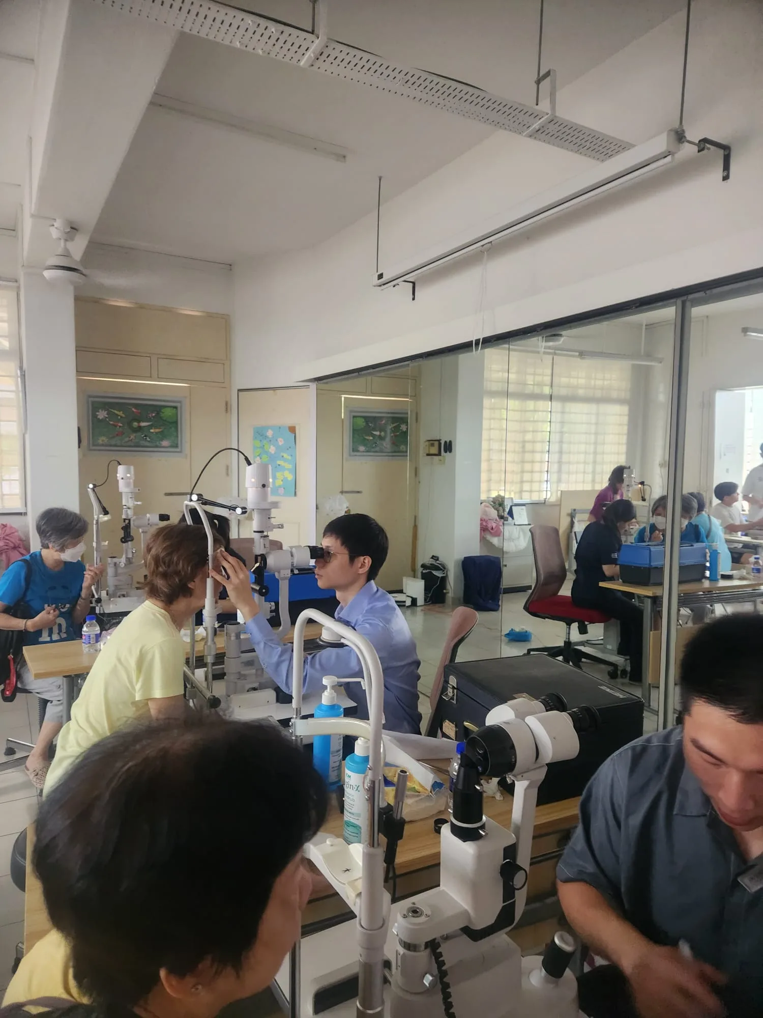 Eye screening equipment in use