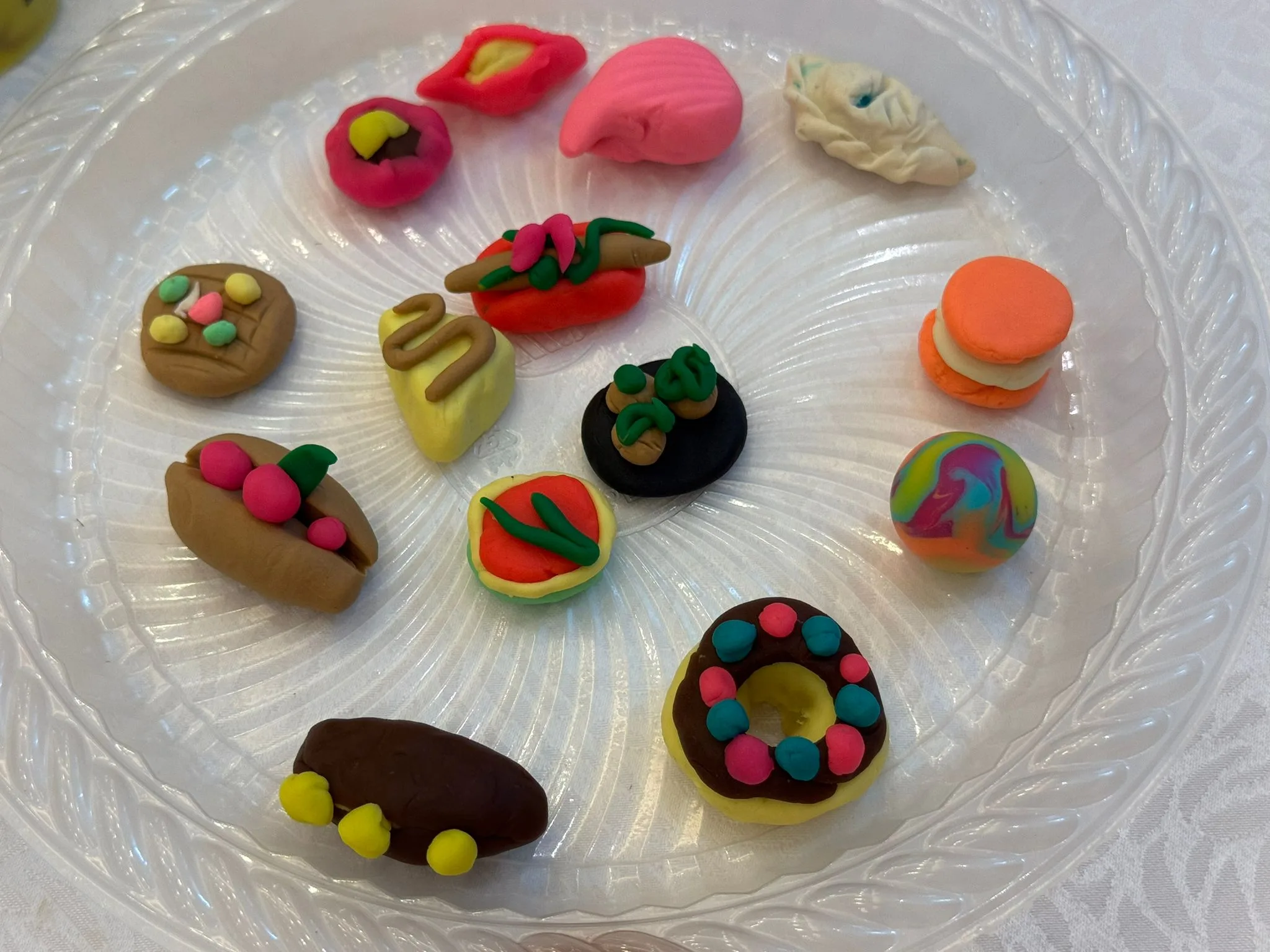 Children's creative artwork on display
