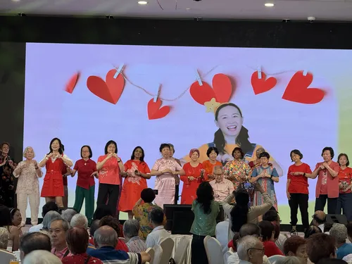 Group singing session with seniors