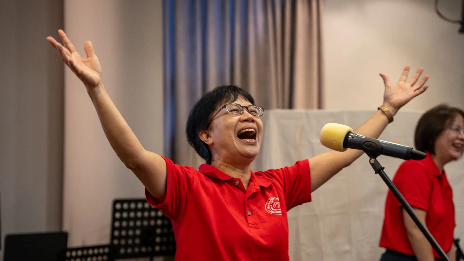 Laughter Yoga session at community center